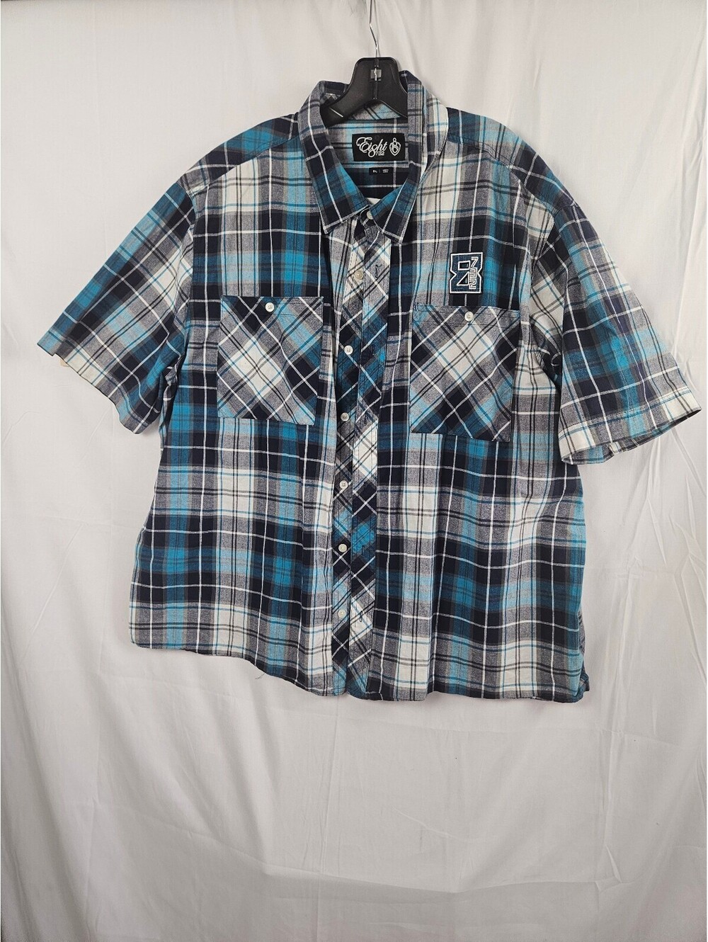 Eight 732 Men's 5XL Plaid Short Sleeve Button-Up Shirt